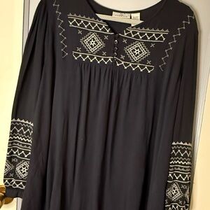 OSO Casuals Black Embroidered Blouse